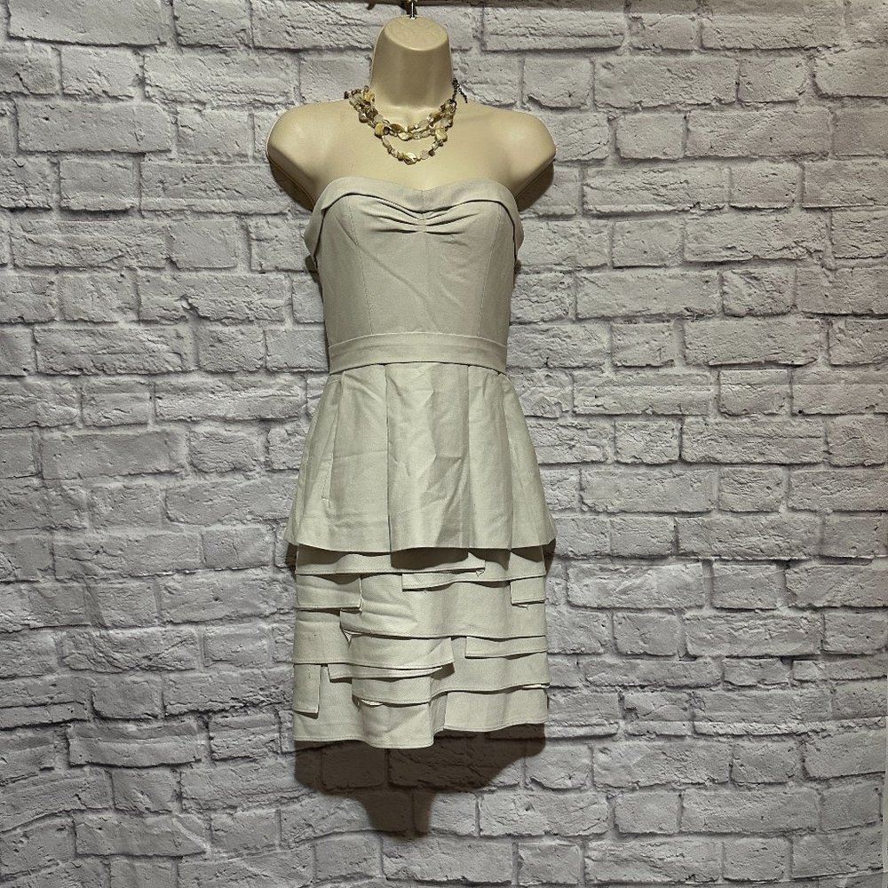 BCBGMAXAZRIA Multi-layered Dress Stone/Gray Sz 4